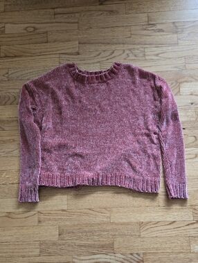 Aerie Chenille Crewneck Sweater in Rose Pink Size Medium